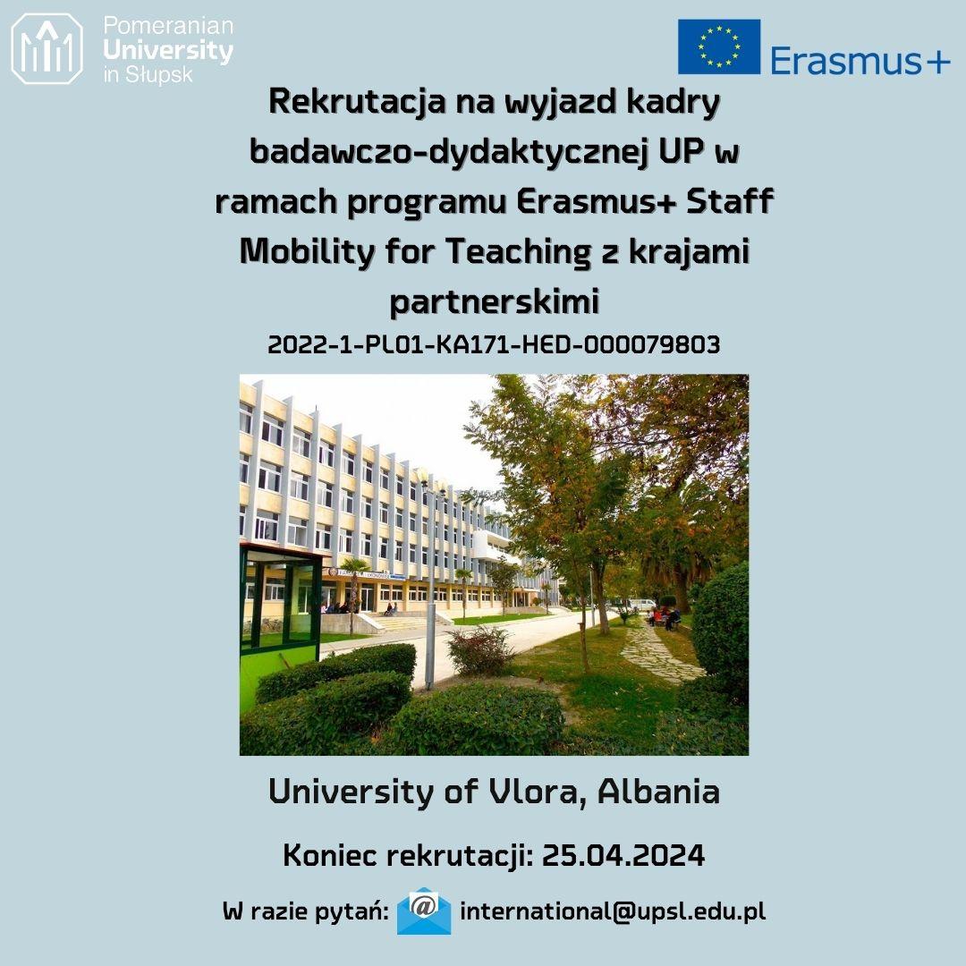Wyjazd dla pracowników badawczo-dydaktycznych - University of Vlora (Albania)